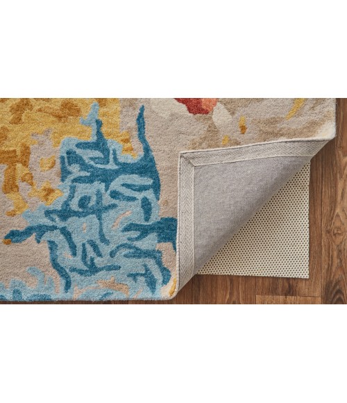 Feizy Everley Abstract Tufted Wool Rug, Sunny Yellow/Sky Blue, 10' x 14' Accent Rug