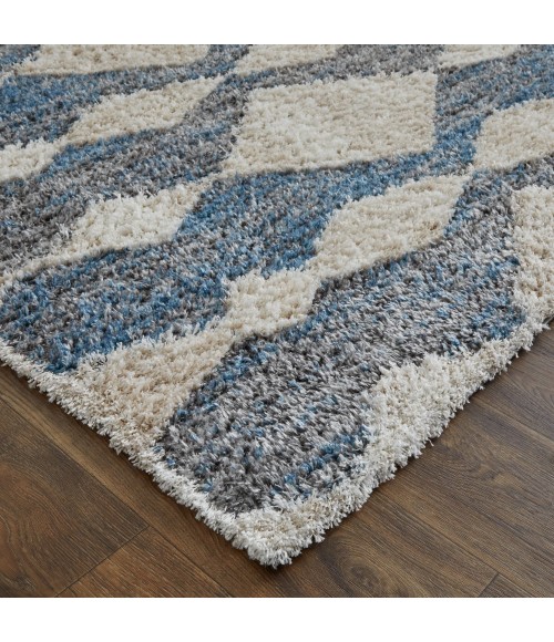 Feizy Mynka Bohemian & Eclectic Diamond, Ivory/Gray/Blue, 2' x 3' Accent Rug