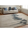 Feizy Anya Industrial Abstract, Ivory/Blue/Gray, 5' x 8' Area Rug