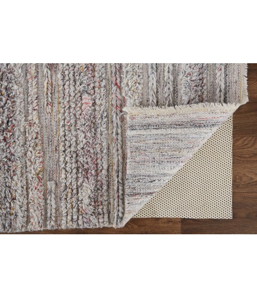 Alden Area Rug Feizy Alden Contemporary Bohemian Shag Rug, Gray/Red/Yellow, 9ft x 12ft Area Rug