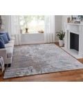 Feizy Zarah Industrial Watercolor, Gray/Tan/Blue, 8' x 10' Area Rug
