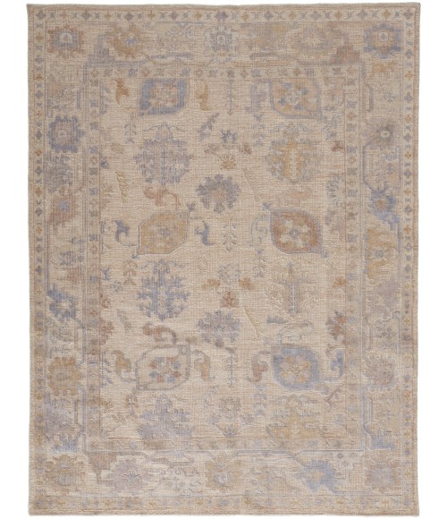 Wendover Area Rug Feizy Wendover Eco-Friendly PET Oushak Rug, Ivory Tan/Stone Blue, 12ft x 15ft Area Rug