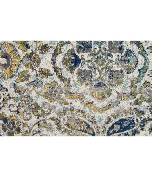 Brixton Area Rug Feizy Brixton Cottage Floral & Botanical, Ivory/Blue/Green, 8' x 8' Round Rug