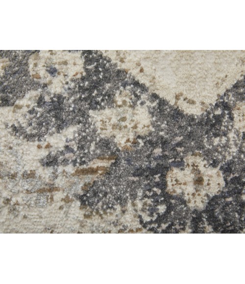 Feizy Kano Classic Distressed, Ivory/Taupe/Gray, 8'-9" x 8'-9" Round Rug