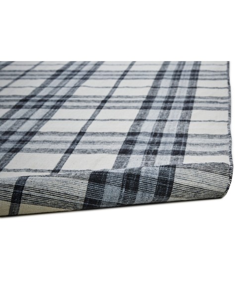Feizy Crosby Eco-Friendly PET Dhurrie, Ivory/Sky Blue/Black, 8ft x 10ft Area Rug