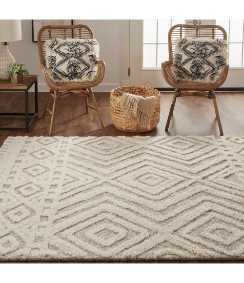 Anica Area Rug Feizy Anica Farmhouse Diamond, Ivory/Tan, 12' x 15' Area Rug