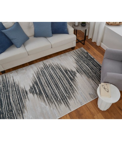 Micah Area Rug Feizy Micah Scandinavian Diamond, Black/Silver/Taupe, 6'-7" x 9'-6" Area Rug