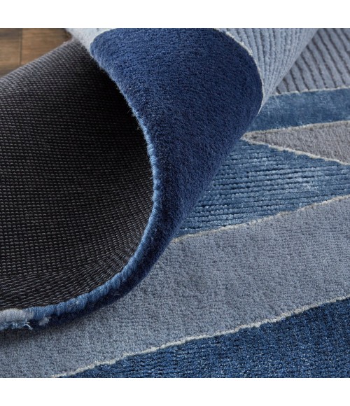 Feizy Nash Farmhouse Geometric, Blue/Silver, 10' x 14' Area Rug