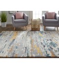 Feizy Everley Casual Abstract, Gray/Yellow/Blue, 12' x 15' Area Rug