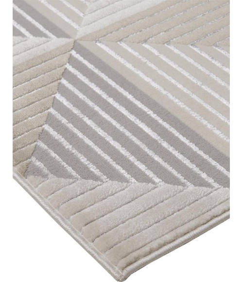 Feizy Micah Mid-Century Modern Geometric, Ivory/Gray/Ivory, 8' x 11' Area Rug