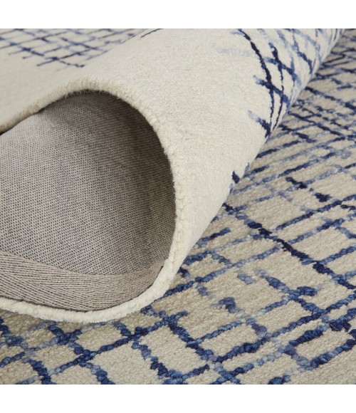 Feizy Maddox Modern Tufted Architectural Area Rug, Ivory/Navy Blue, 5ft x 8ft