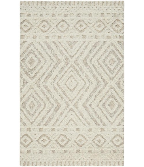 Feizy Anica Moroccan Wool Rug w/Diamonds, Ivory/Natural Tan, 4ft x 6ft Accent Rug