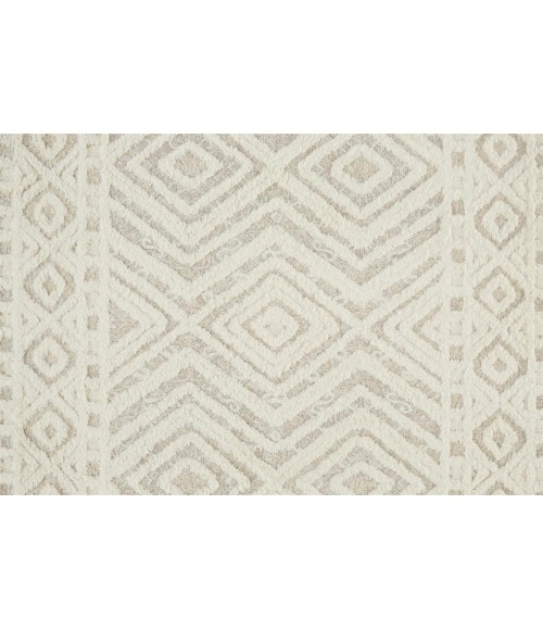Feizy Anica Moroccan Wool Rug w/Diamonds, Ivory/Natural Tan, 4ft x 6ft Accent Rug
