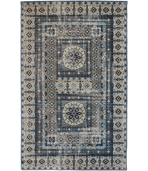 Feizy Nolan Vinatge Style Tribal Kazak Rug, Blue/Vanilla Beige, 12ft-10in x 15ft