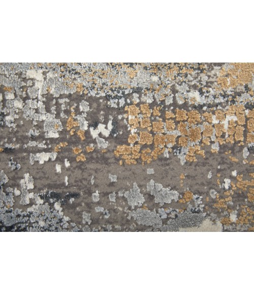 Feizy Cadiz Casual Abstract, Ivory/Gray/Gold, 13' x 20' Area Rug