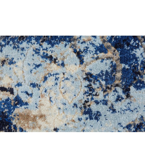 Milton Area Rug Feizy Milton Vintage Distressed, Blue/Ivory/Gray, 8'-9" x 8'-9" Round Rug