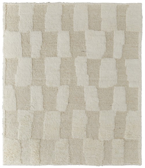 Feizy Ashby Farmhouse Geometric, Tan/Ivory, 9' x 9' Round Rug