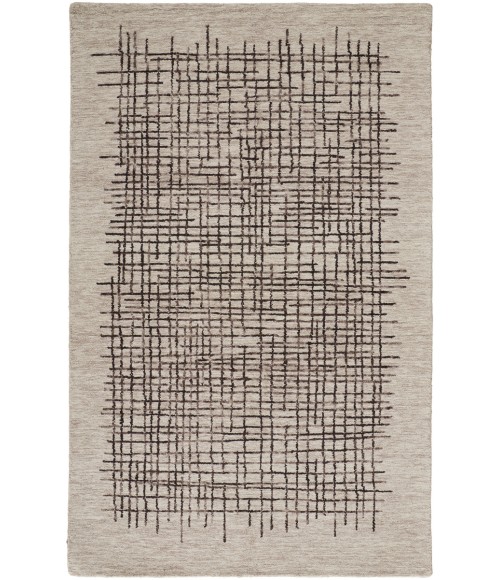 Feizy Maddox Modern Tufted Architectural Rug, Light Taupe/Chocolate Brown, 5ft x 8ft