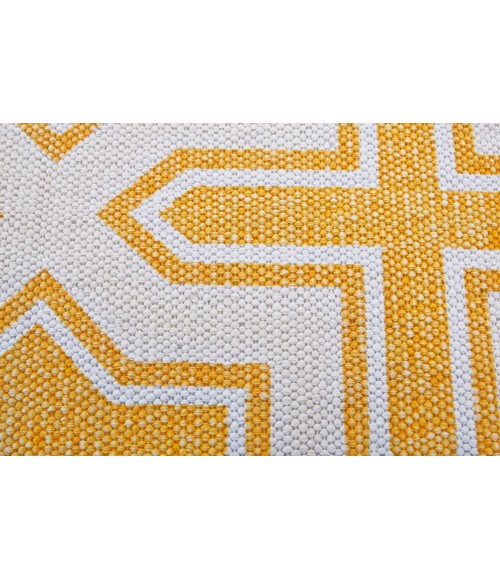 Feizy Granada Mid-Century Modern Geometric, Yellow/White, 3' x 5' Accent Rug