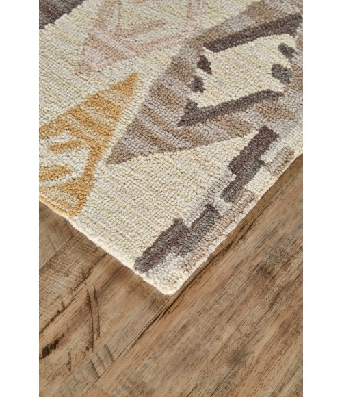 Fariza Area Rug Feizy Fariza Bohemian & Eclectic Geometric, Taupe/Yellow, 5' x 8' Area Rug
