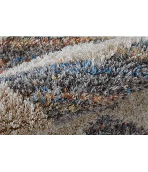Feizy Mynka Bohemian & Eclectic Diamond, Tan/Ivory/Blue, 2'-6" x 8' Runner