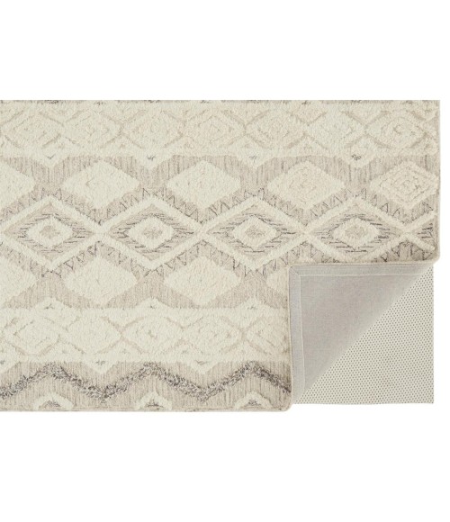 Feizy Anica Moroccan Wool Tufted Rug, Moroccan Style, Ivory/Gray, 8ft x 10ft Area Rug