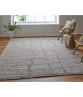 Feizy Navaro Scandinavian Abstract, Gray/Ivory/Taupe, 9' x 9' Round Rug