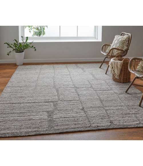 Feizy Navaro Scandinavian Abstract, Gray/Ivory/Taupe, 9' x 9' Round Rug