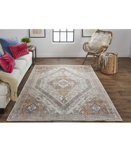 Percy Area Rug Feizy Percy Vintage Medallion Rug, Terracotta/Country Blue, 9ft-2in x 12ft Area Rug