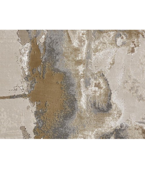 Aura Area Rug Feizy Aura Casual Watercolor, Gray/Ivory/Gold, 8' x 10' Area Rug