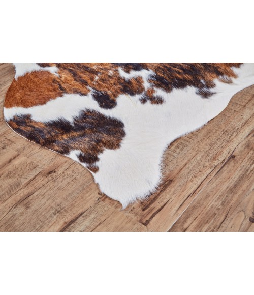 Feizy Bartlett Cabin & Lodge Animal Print, Brown/Black/White, Large Shaped Rug
