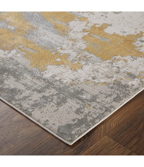 Waldor Area Rug Feizy Waldor Luxury & Glam Abstract, Ivory/Gold/Gray, 6'-7" x 9'-6" Area Rug
