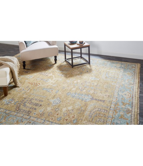 Carrington Area Rug Feizy Carrington Vintage Oriental, Gold/Blue/Gray, 9'-6" x 13'-6" Area Rug