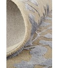 Feizy Bella High/Low Floral Wool Rug, Latte/Silver Gray, 2ft - 6in x 8ft, Runner