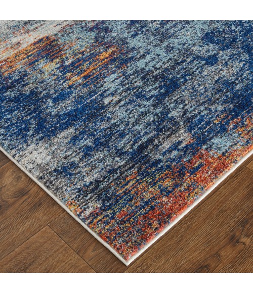 Feizy Edgemont Casual Abstract, Ivory/Blue, 6'-7" x 9'-6" Area Rug