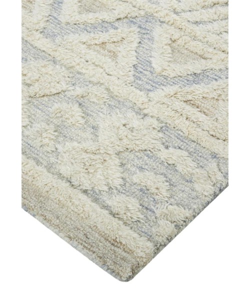 Anica Area Rug Feizy Anica Moroccan Chevorn Wool Tufted Area Rug, Ivory/Chambray Blue, 10ft x 14ft
