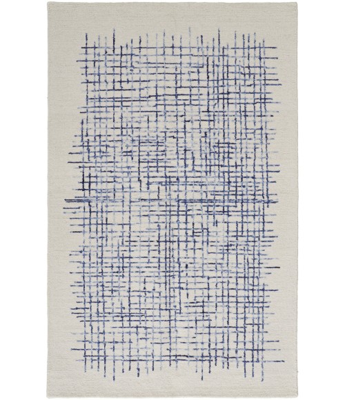 Feizy Maddox Modern Tufted Architectural Area Rug, Ivory/Navy Blue, 5ft x 8ft