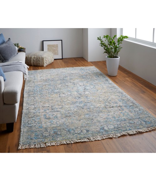 Feizy Caldwell Bohemian & Eclectic Distressed, Blue/Gray/Tan, 9' x 12' Area Rug