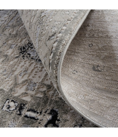 Feizy Macklaine Distressed Metallic Rug, Ivory/Silver Gray, 5ft x 8ft Area Rug