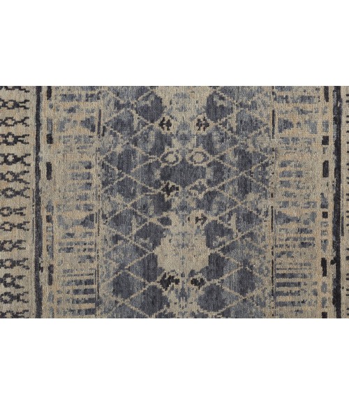 Feizy Palomar Luxe Hand-Knot Abstract Area Rug, Denim Blue, 7x9in x 9x9in