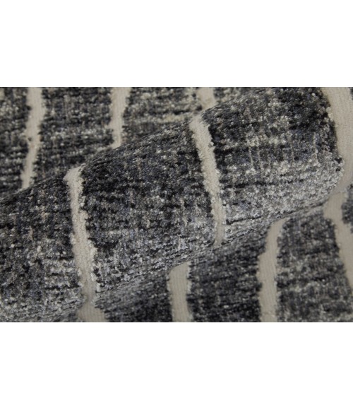 Feizy Kano Industrial Abstract, Black/Gray/Ivory, 8'-9" x 8'-9" Round Rug