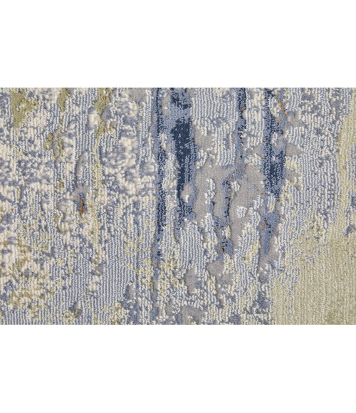 Feizy Clio Industrial Abstract, Blue/Orange/Ivory, 7'-9" x 10' Area Rug