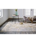 Aura Area Rug Feizy Aura Industrial Abstract, Ivory/Silver/Gold, 12' x 18' Area Rug