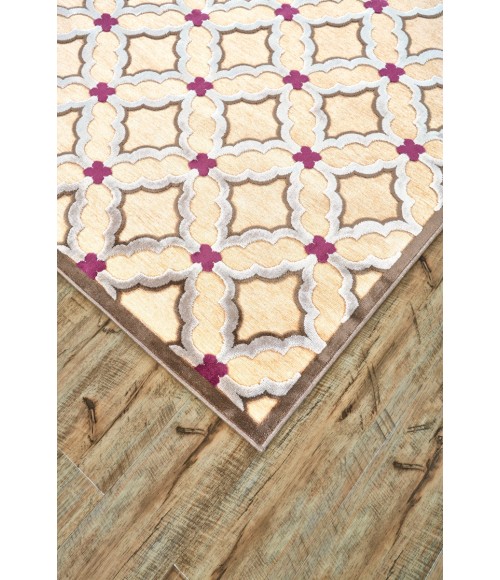 Feizy Saphir Rubus Mid-Century Modern Geometric, Tan/Brown/Purple, 9'-8" x 12'-7" Area Rug