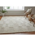Ashby Area Rug Feizy Ashby Mid-Century Modern Geometric, Ivory, 9' x 9' Round Rug