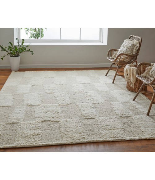Ashby Area Rug Feizy Ashby Mid-Century Modern Geometric, Ivory, 9' x 9' Round Rug