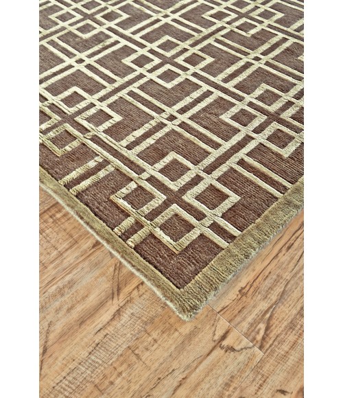 Feizy Dim Sum Luxury & Glam Geometric, Tan/Ivory, 5'-6" x 8'-6" Area Rug