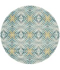 Feizy Keats Casual Abstract, Blue/Ivory/Yellow, 8'-9" x 8'-9" Round Rug
