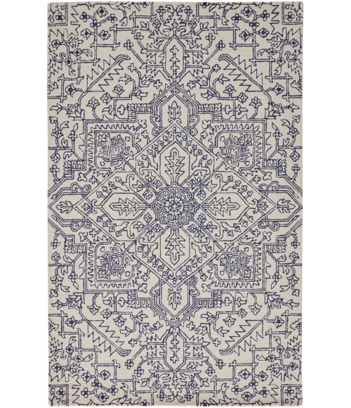 Feizy Belfort Vintage Medallion, Ivory/Blue, 10' x 14' Area Rug