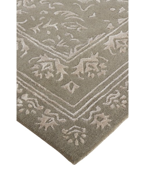 Feizy Bella High/Low Floral Wool Rug, Warm Silver Gray, 9ft x 12ft Area Rug